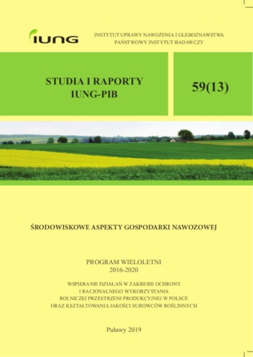 ŚRODOWISKOWE ASPEKTY GOSPODARKI NAWOZOWEJ STUDIA I RAPORTY IUNG-PIB 59 - OKŁADKA