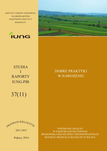 DOBRE PRAKTYKI W NAWOŻENIU STUDIA I RAPORTY IUNG-PIB 37 - OKŁADKA