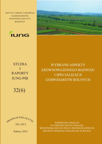 WYBRANE ASPEKTY ZRÓWNOWAŻONEGO ROZWOJU I SPECJALIZACJI GOSPODARSTW ROLNYCH - okładka